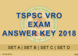 TSPSC VRO Exam Answer Key Released 2018