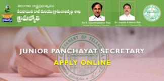 Telanagana Junior Panchayat Secretary apply online 2018