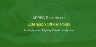 APPSC Recruitment - 109 Extension Officer Posts - Last Date 17.01.2019